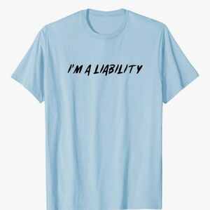 Amazon "I'm A Liabilty" Baby Blue Graphic T-Shirt  2XL NWT Port Company R-1331